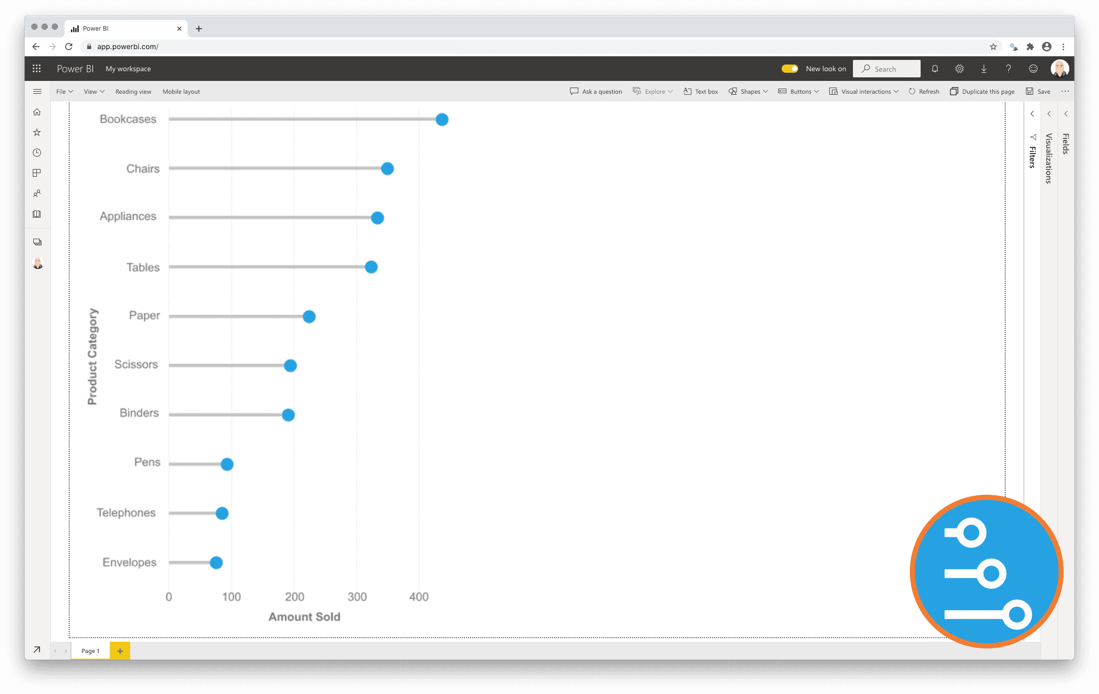 Lollipop Bar Chart for Power BI
